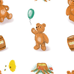 teddy pattern baby dicotarion textile