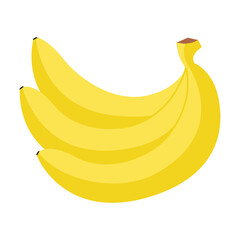Bunch of yellow ripe bananas. Vector illustration cartoon flat icon isolated on white.