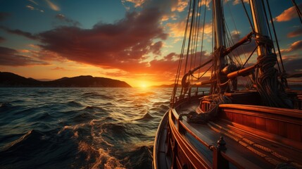 sailboat at sunset, ai generative