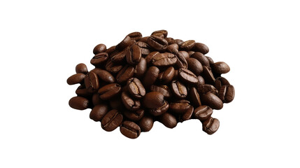 a small pile of dark roasted coffee beans. 