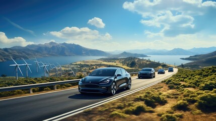 Fototapeta premium cars driving on the highway, ai generative