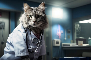 The cat is a doctor in the hospital. Generative AI