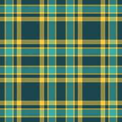 Plaid seamless pattern in green. Check fabric texture. Vector textile print.