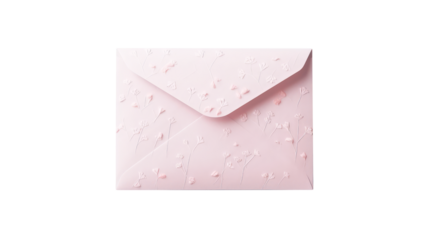 Realistic Beautiful Embossed Floral Envelope Element in Pastel Pink Color.