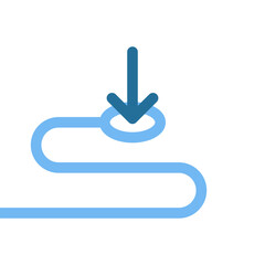 blue distance arrow with route like location icon