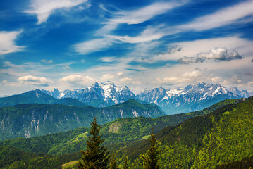 Landscape with Triglav mountains