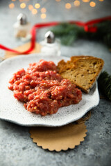 Traditional homemade steak tartare