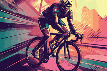 player cyclist with vector format - obrazy, fototapety, plakaty
