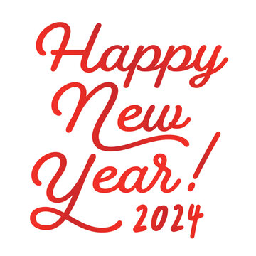英語の賀詞、Happy New Year 2024の文字 - 2024年のお正月･年賀状の素材
