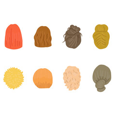 Women hairstyle concept. Collection with natural wigs and beautiful hairstyles. Back view vector illustration