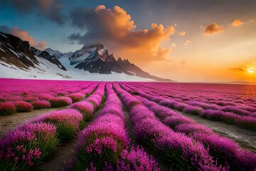 Obraz na płótnie Canvas lavender field at sunset AI Generated 