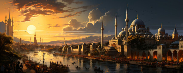 Turkish Empire Concept: Abstract Illustration Commemorating 100th Anniversary