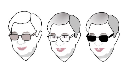set of faces of President Tokayev in vector