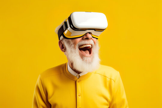 AI generated image of senior male in VR googles