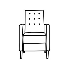 Continuous one line drawing of modern work chair. Office Armchair Hand drawn vector illustration.
