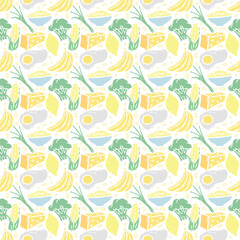 Healthy food pattern. Drawn healthy food background