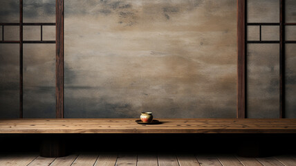 Japanese themed empty table background,, created with AI Generative Technology