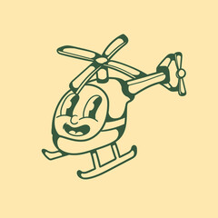 Vintage character design from a helicopter toy