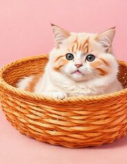 Fototapeta na wymiar cat in a basket