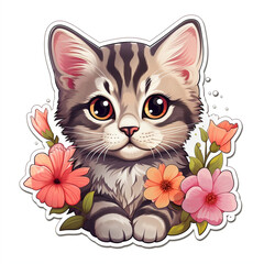 cute cat stickers in flowers cute animal print t-shirts Favorite pet, Ai