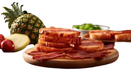 These breakfast sandwiches are made with a unique combination of bacon, pineapple, and a bun. 