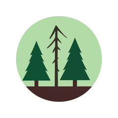 christmas tree with tree without leaves illustration in circular design isolated on white background using vector illustration art