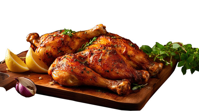 A Delicious, Well-cooked BBQ Chicken Meal, Ready To Be Enjoyed. 