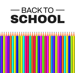 Back to School concept background with Colorful pencils and typography above it. Kids back to school concept design