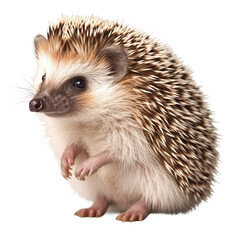 A Curious Hedgehog isolated on transparent png background cutout, generative Ai