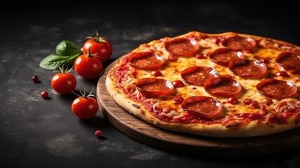 Obraz na płótnie Canvas Traditional italian pizza. Delicious taste pepperoni pizza. Generative AI