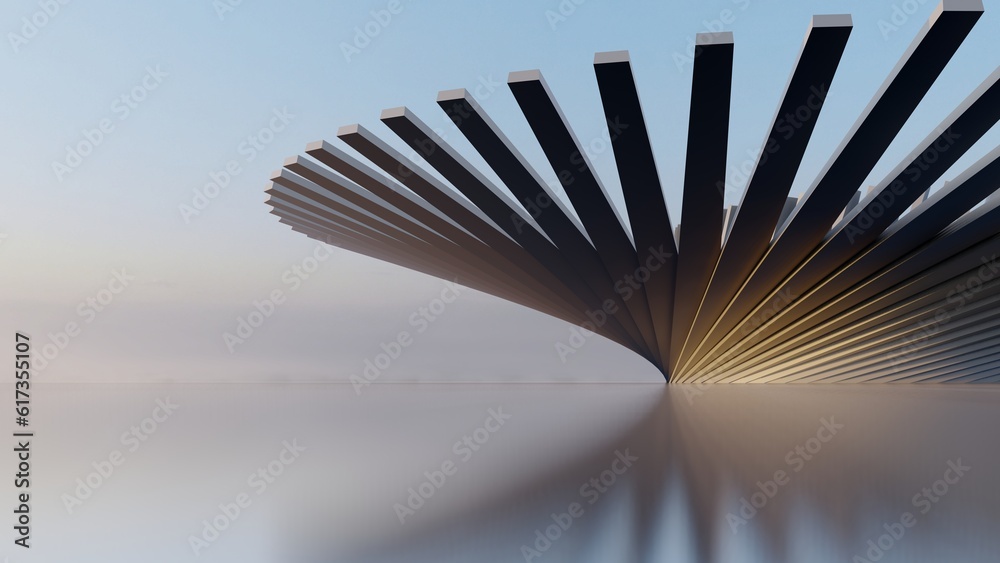 Poster 3d render abstract architecture background building geometric shape