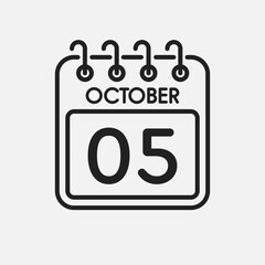 Icon page calendar day - 5 October