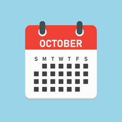 Vector template icon page calendar, month October