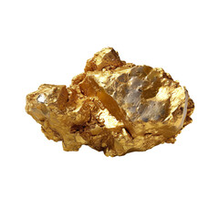 Gold Nugget isolated on transparent png background cutout, generative Ai 