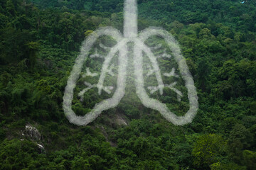 Cloud lung, Concept of green and healthy earth, Sustainable and ecology. Oxygen fresh air...
