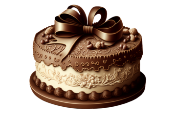 Lambeth Style Chocolate Cake Topped with Loop Bow for Any Celebration. Generative AI.