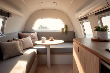 modern camping room in a van