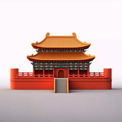 3D rendered Chinese style ancient architectural scene