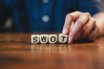 Concept of SWOT analysis, Strength and weakness, Opportunity and Threat. Company analyze or...