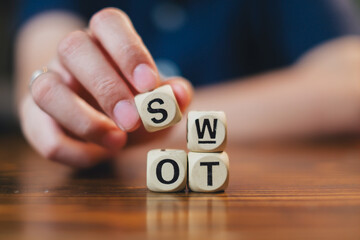 Concept of SWOT analysis, Strength and weakness, Opportunity and Threat. Company analyze or...