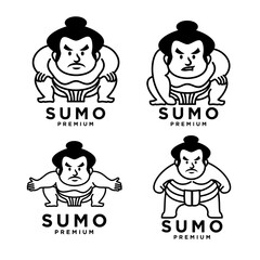 Sumo set collection mascot logo icon design illustration