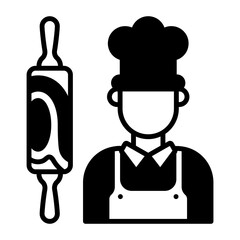 Dough maker concept, Bakery assistant vector icon design, Bakery and Breadsmith symbol, Cuisine Maestro sign, food connoisseur stock illustration