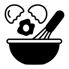 eggwhisk with bowl concept, Broken egg in mixing vector icon design, Bakery and Breadsmith symbol, Cuisine Maestro sign, food connoisseur stock illustration