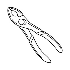 Vector illustration of slip join plier in doodle style