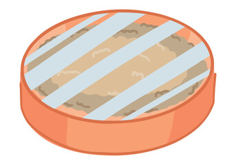 Compact round powder container clipart. Face makeup equipment doodle. Cosmetic accessory isolated on white background. Cartoon style vector illustration.