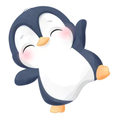 Fototapeten Cute penguin poses watercolor illustration © MagicalPlanet