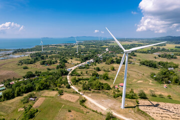 View of San Lorenzo Wind Farm in the island province of Guimaras, Philippines. WInd renewable...