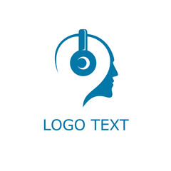 Podcast, entertainment and music production company logo, deejay logo vector. music logo with headphones