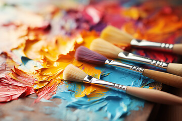 Fototapeta premium brushes and palette