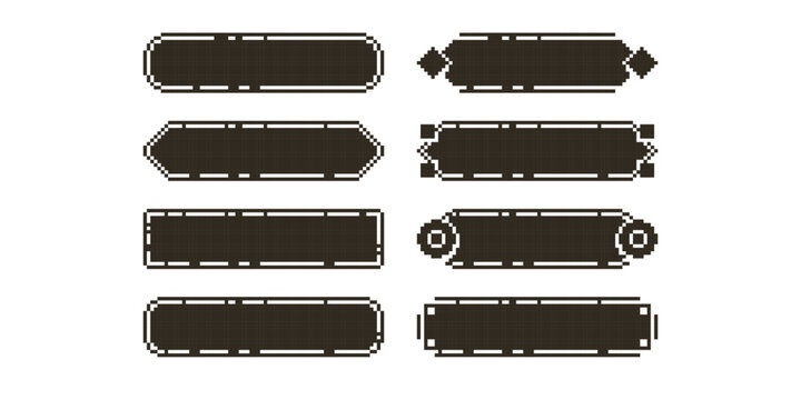 1bit empty game user horizontal interface black frames in pixel art retro platformer style